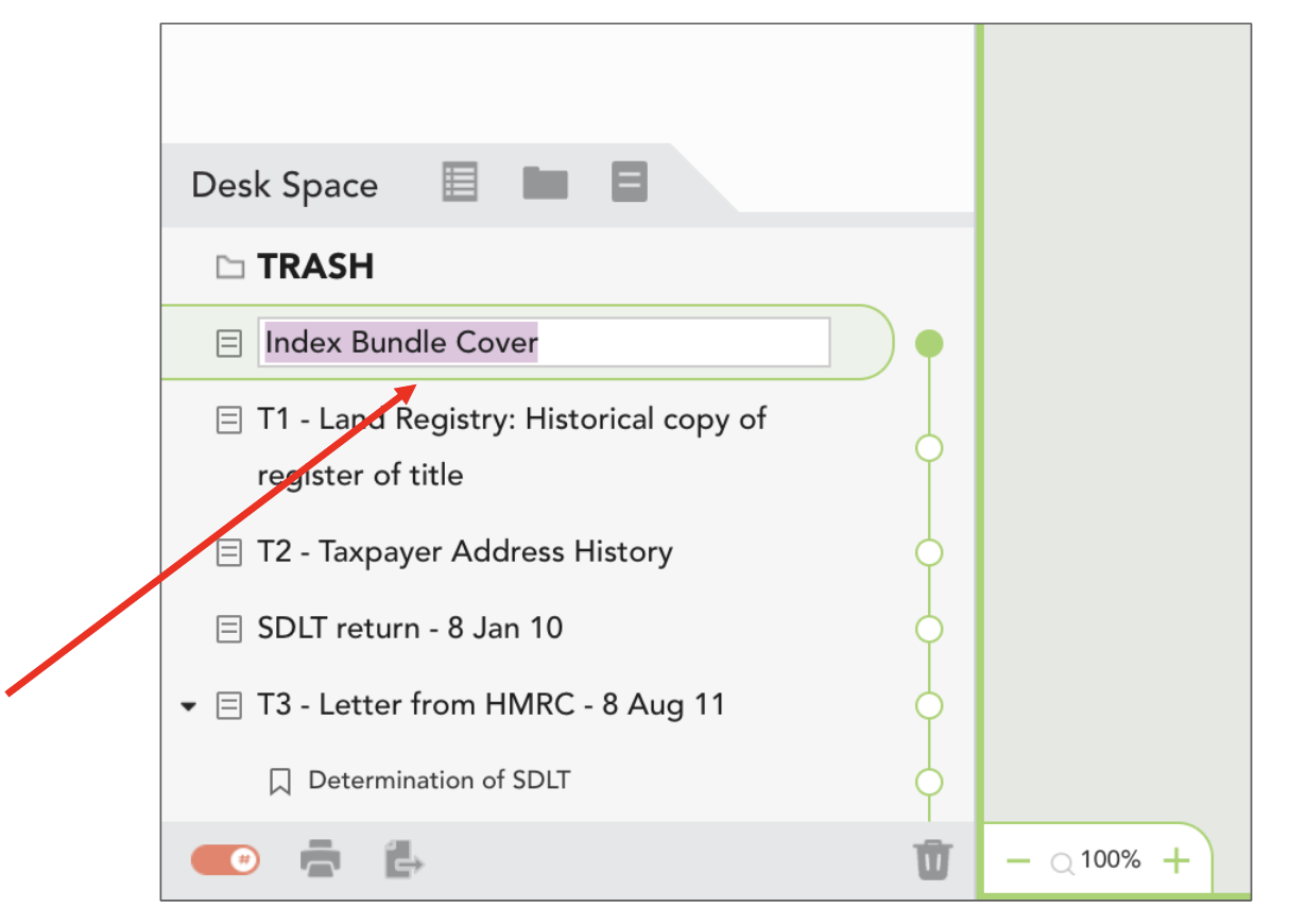 Rename a document in Casedo