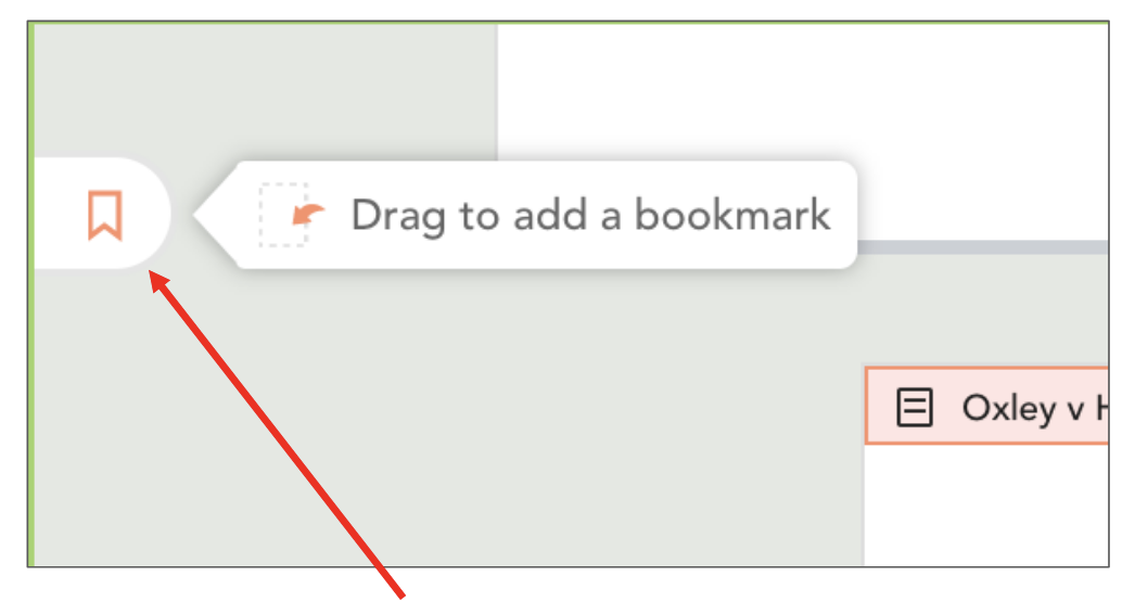 Image showing where the 'add bookmark' icon is in the Casedo workspace