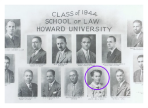 Pauli's graduating class at Howard University School of Law. Pauli is circled.