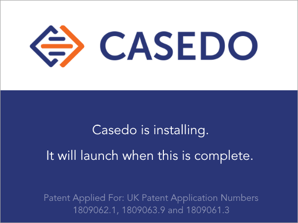 Casedo PC installation screen